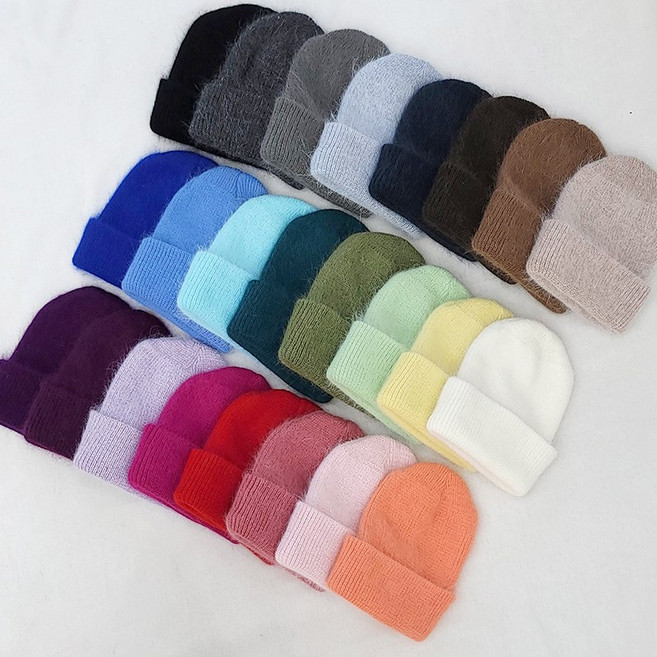 앙고라 비니 니트 여성 가을 겨울 컬러 모자