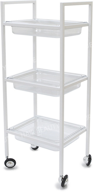 뜨리고 3단 웨곤 T-1000 ( 트레이 트롤리 이동식 수납장 선반 카트 틈새장 바퀴 36cm 27cm 87cm ), 화이트