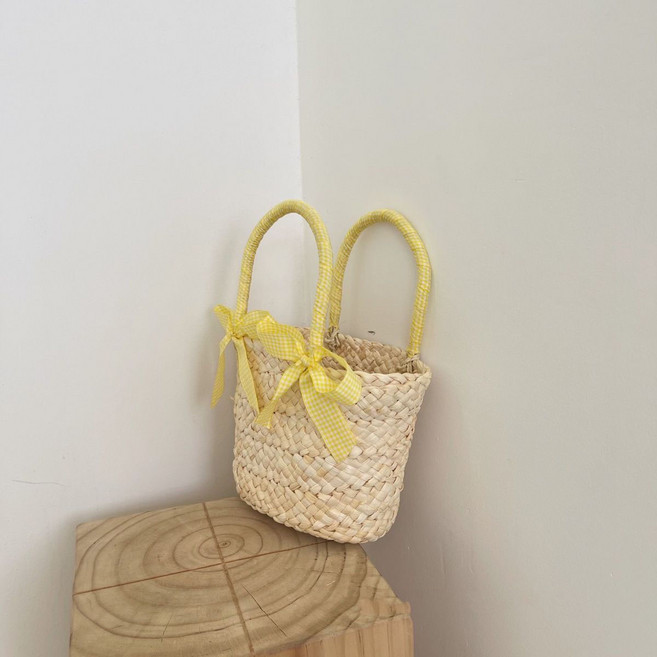 여성 여름 라탄 숄더백 데일리룩 바캉스룩 대용량 밀짚 비치 가방 패션 귀여운 리본 토트백 YHY