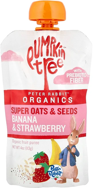 Pumpkin Tree Organics 피터 래빗 오가닉스 유기농 과일 퓨레 딸기 및 바나나 113g(4oz) Organics (펌킨트리 오가닉스), Pumpkin Tree Organics, 피터 래빗 오 - 쿠팡