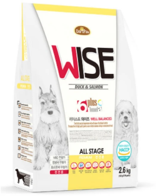 데이스포 강아지 와이즈 올스테이지 기능성 사료, 피부/피모+장건강, 2.6kg, 1개 - 쿠팡