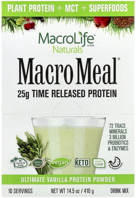 새해 건강을 선물하세요 Macrolife Naturals Macro Meal® 얼티밋 프로틴 파우더 바닐라 10팩 각 41g(1.4oz) 특별관리진행, MacrolifeNaturalsMacroMeal얼티밋프 - 쿠팡