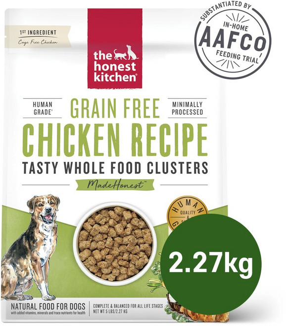 디어니스트키친 클러스터 그레인프리 치킨 애견 보양식 눈물 알러지 자연식 맛있는 강아지 사료, 2.27kg, 1개, 닭