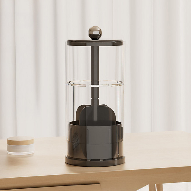 도림 푸시형 회전 브러쉬 꽂이 화장대 수납 정리함, 블랙, 1개