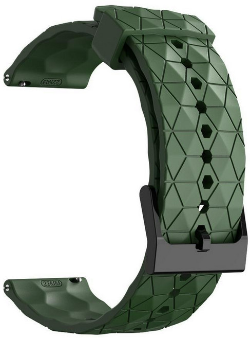 ibits Garmin 足球紋矽膠錶帶 Fenix7 7X 6 6X 單色替換腕帶, 軍綠,43mm/20mm, 1個