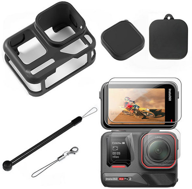 [특가] make speed 인스타360 에이스프로2 실리콘케이스+강화유리보호필름, 1개