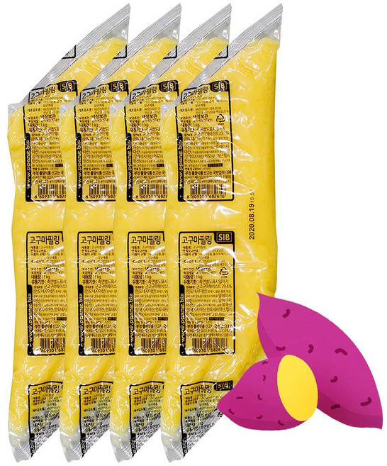 선인 고구마필링 1kg 아이스박스무료 페이스트 무스 토핑 크러스트 엣지, 4개