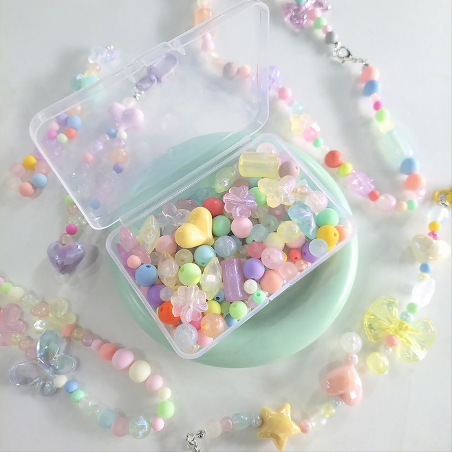 고급 비즈 스쿱 팔찌 스트랩 키링 만들기 키트 공예 재료 세트, 1세트, 파스텔 비즈만들기세트