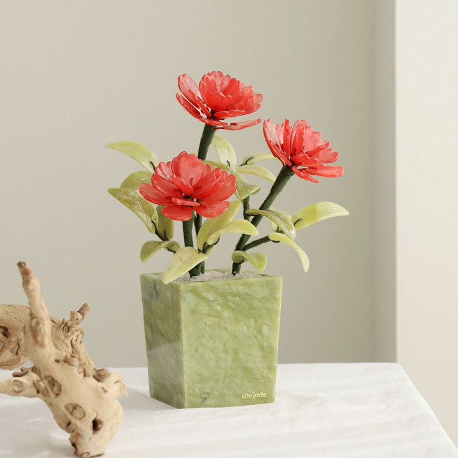 [당일퀵배송가능]아토제이드 옥꽃 카네이션 3송이 사각 / 스승의날선물 은사님 선물 선생님 선물 교수님선물 어버이날선물 부모님선물 가정의달 효도선물