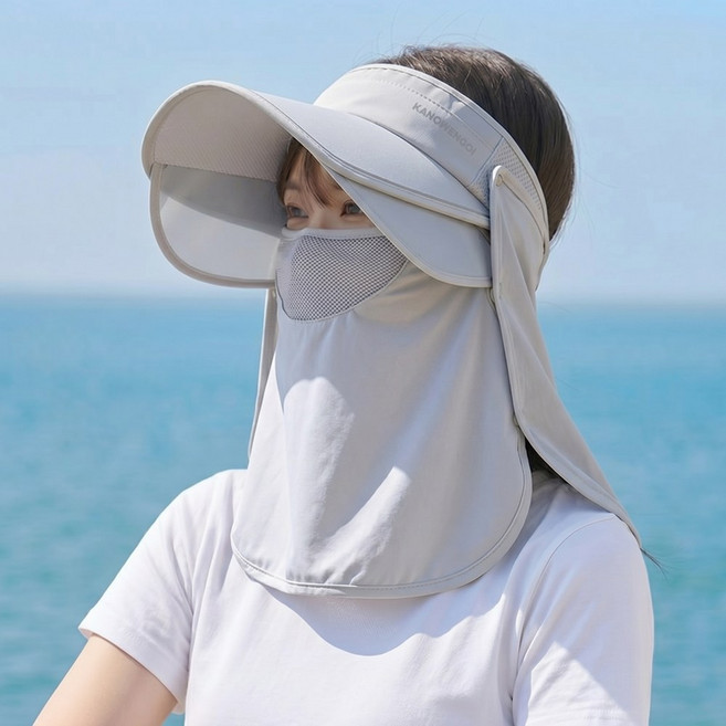 트렌디몽 UV차단 여성 썬캡 자외선차단 모자 탈부착형 챙넓은모자