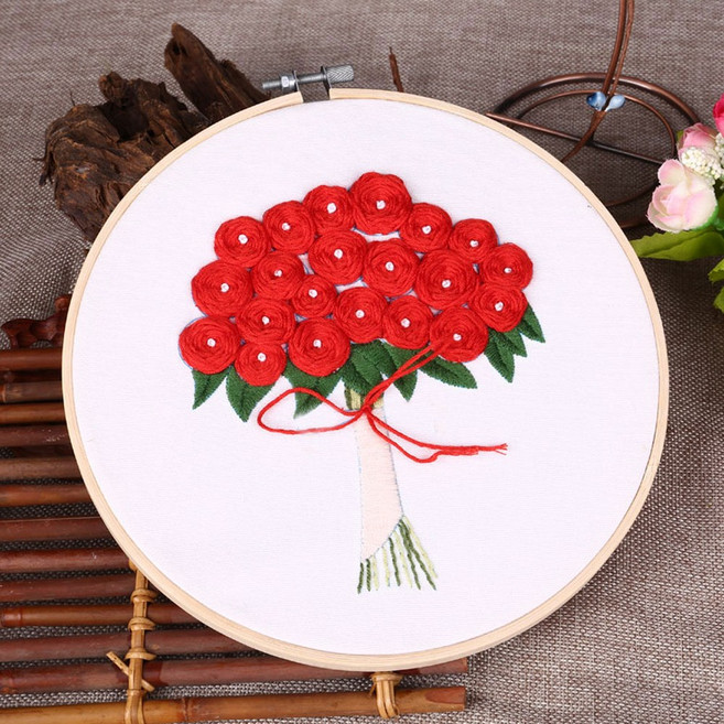 프랑스자수 DIY 패키지, (F20) 프랑스자수_사랑의꽃다발, 1개