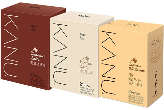 카누 라떼 티라미수 24T+바닐라 24T+밀크티 24T 라떼커피, 24개입, 415.2g, 1개