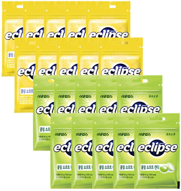 이클립스 쿨링 소프트 캔디 청포도 45g 10개+레몬 45g 10개, 10개