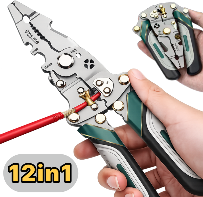 리온드 12in1능력 강철스텐 자름 피복 꼬임 전선스트리퍼, 1개