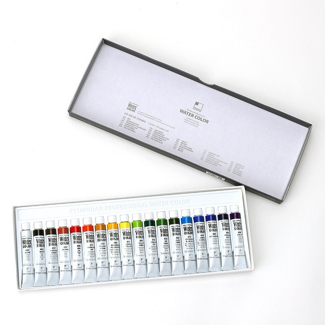 신한 수채화 물감 7.5ml 18색, 신한전문가용수채화물감-18색