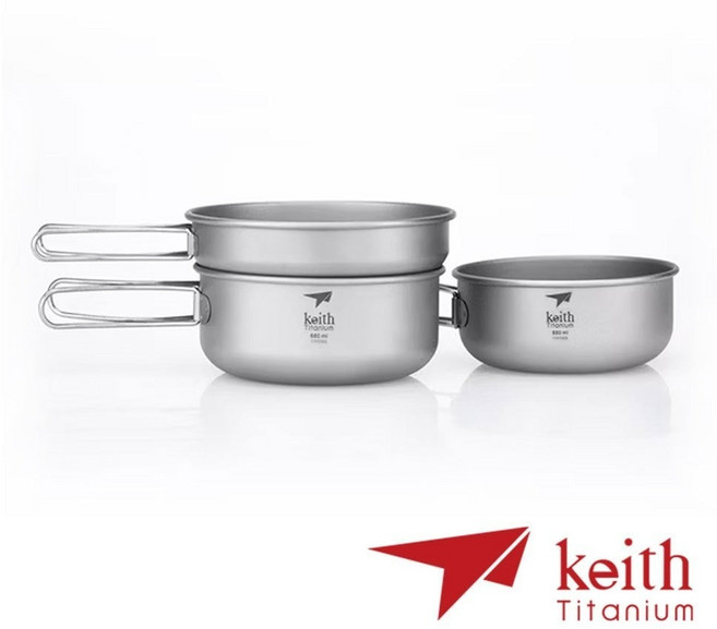 Keith 純鈦環保餐具套鍋組 Ti6053 (附收納網袋), 1個