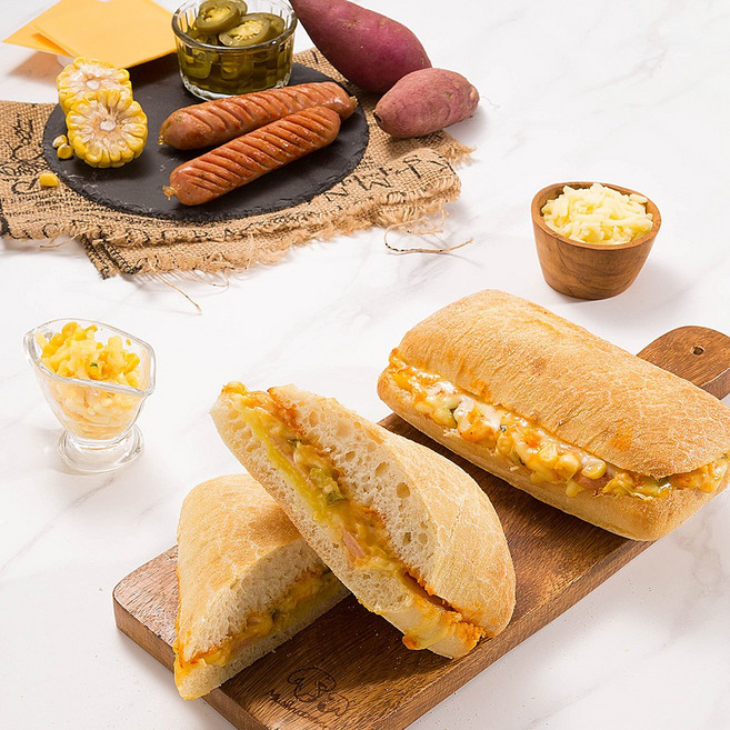 매콤하구마 수제냉동 치아바타 그릴드치즈샌드위치, 1개, 250g