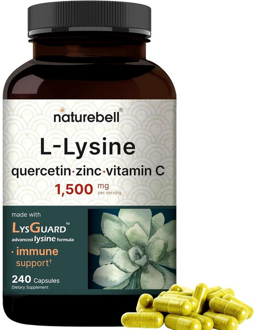 엘 라이신 HCL 퀘세틴 아연 비타민C 1500mg 240캡슐 3개월분 고함량 미국산, 1개, 240정