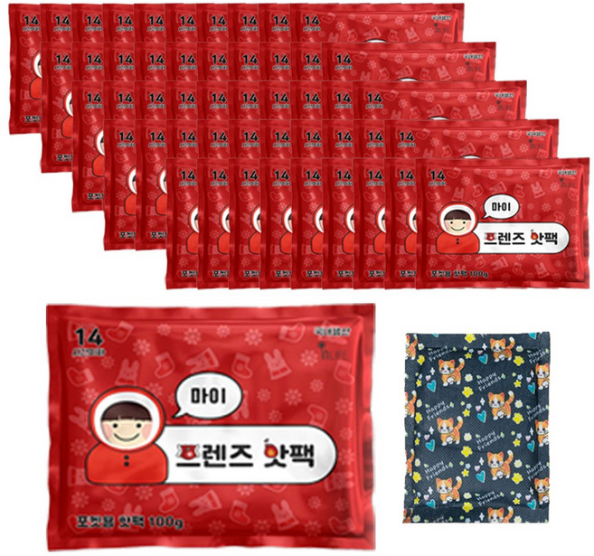 인라이프 국내 제조 포켓형 마이 프렌즈 핫팩 100g, 50개