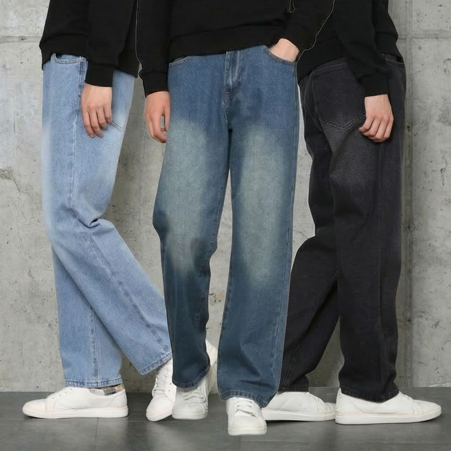 맨타운 데일리 남자청바지 5컬러 뒷밴딩 세미와이드 데님