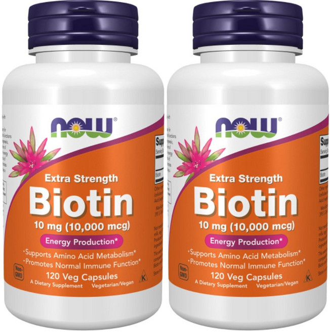 나우푸드 엑스트라 스트렝스 비오틴 베지 캡슐, 120정, 2개