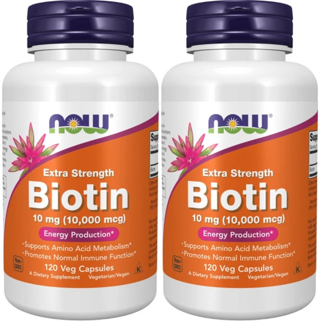 나우푸드 엑스트라 스트렝스 비오틴 베지 캡슐, 120정, 2개 - 쿠팡