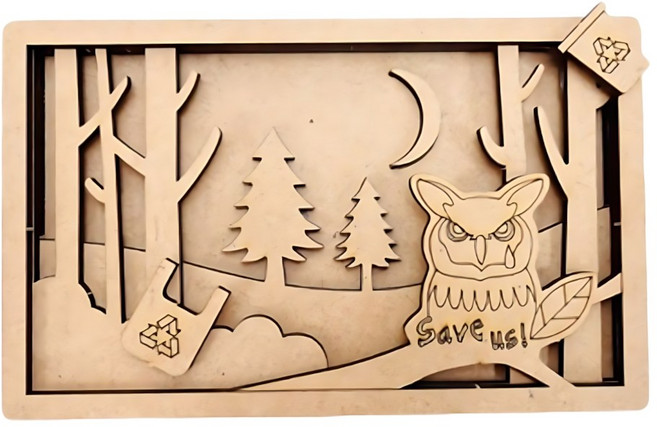 초등 환경보호 멸종위기 동물색칠용 우드도안판/ 액자꾸미기키트 리폼미술 어린이DIY, 3개, 부엉이