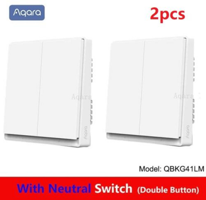 Aqara 스마트 벽 스위치 E1 ZigBee 3.0 Xiaomi Mi Home homek APP 용 중립 없음 스마트 홈 무선 키 라이트 스위치, [06] WithNeutral 2key2pcs