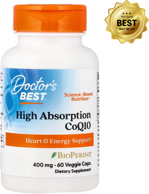 닥터스베스트 바이오페린 함유 고흡수 CoQ10 400mg 베지 캡슐 60정 흑후후추출물 함유 / 해외직구 미국정품, 1개
