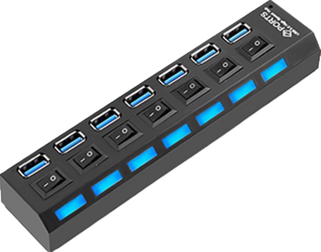 USB 3.0 公對母延長線 1米, 黑色７孔, 1個, USB3.0HUB附0.5M線