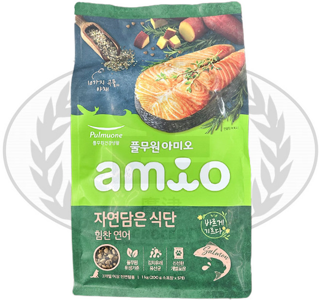풀무원아미오 강아지 자연담은식단 건식사료, 연어, 1kg, 1개