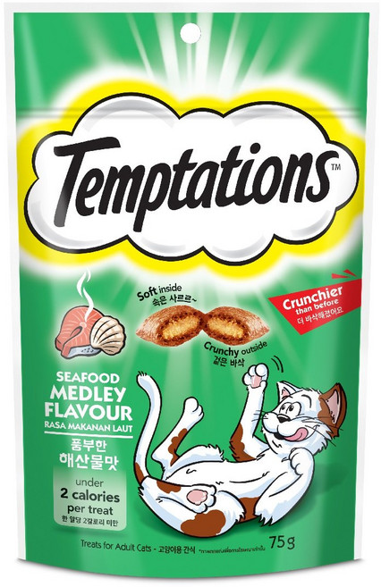 템테이션 고양이 스낵, 풍부한 해산물맛, 85g, 12개