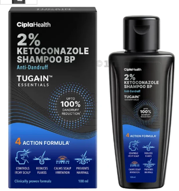 Tugain Essentials 2% Ketoconazole Anti Dandruff Shampoo 100 ml Shampoo, 1개, 100ml - 쿠팡