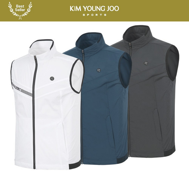 [봄여름용] 김영주스포츠 남성 스판 집업 골프 베스트 MV1710