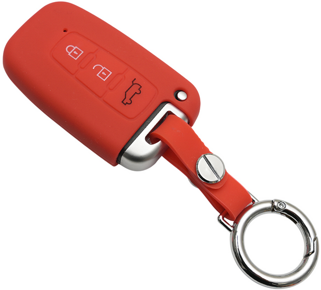현대 기아 아반떼MD 싼타페CM 모닝 레이 호환 자동차 실리콘 스마트키 케이스 키홀더, 3버튼_S19_SS1, 레드