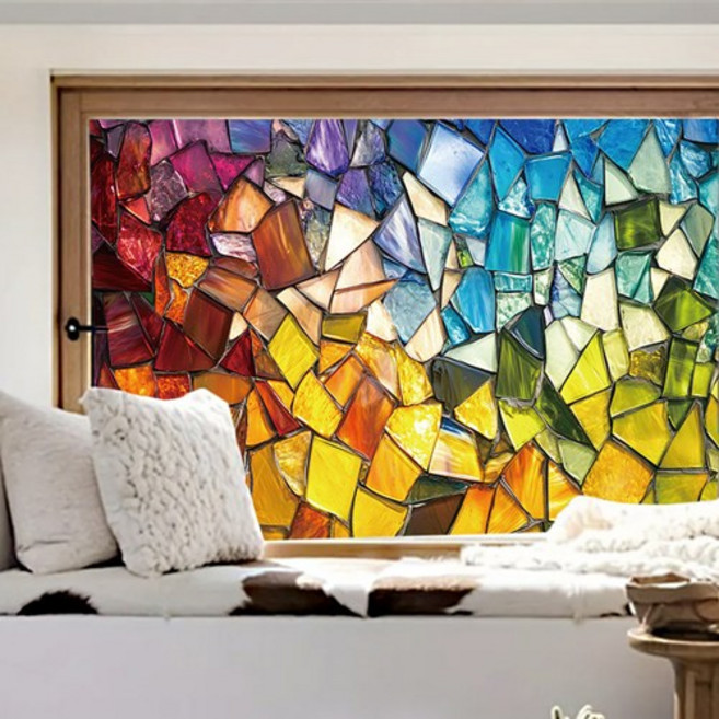 티큐 레트로 사생활보호 창문 유리 스테인드글라스 인테리어 시트지 스티커 P042