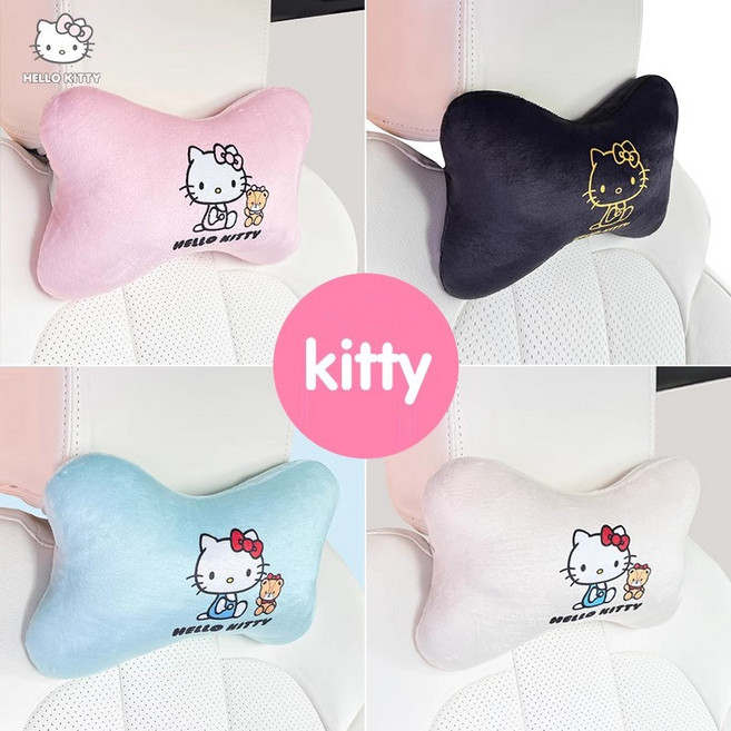 다나에 헬로키티 공식 라이센스 푹신한 차량용 목쿠션 목베개, 1개, 핑크