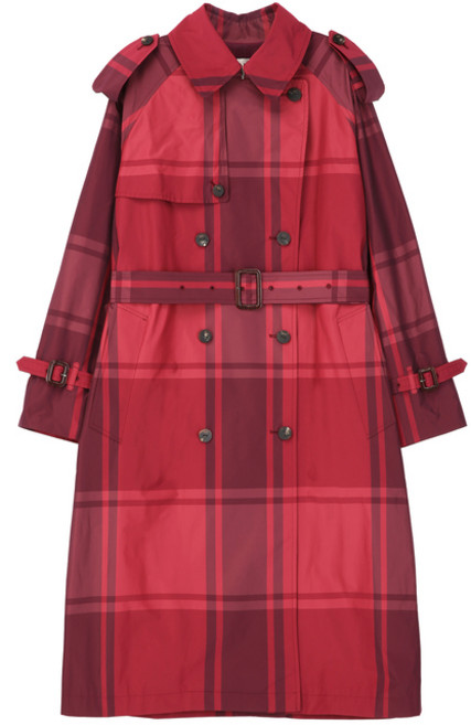 25FW 다크레드 체크 벨티드 트렌치코트 DLCO5D127R3