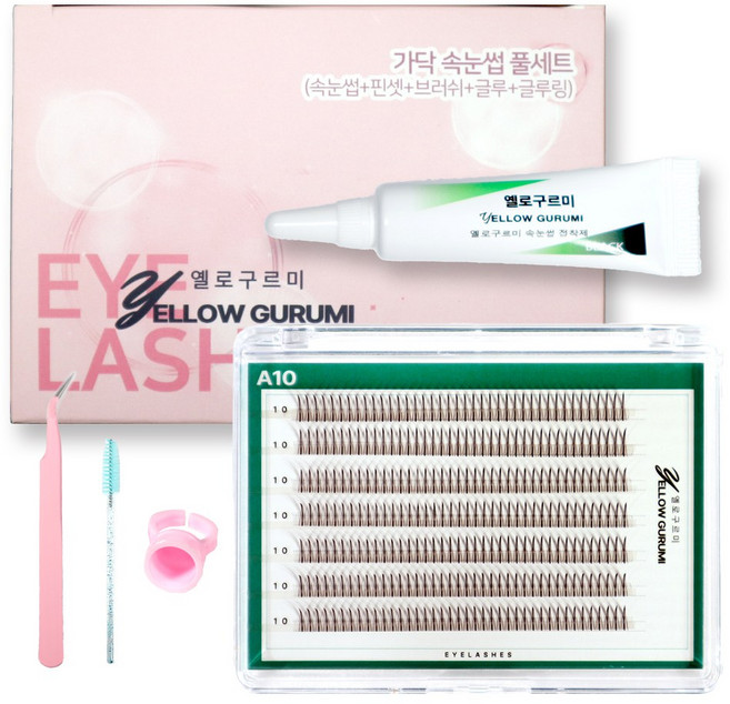 부분 가닥 인조 속눈썹 풀세트 280pcs 대용량 아이돌 아이래쉬 A형 글루 블랙, 1개, 3번(10mm)