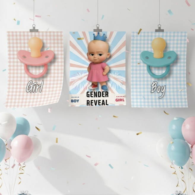 젠더 리빌 파티 포스터 꾸미기 Boy or Girl 용품 성별 공개 임밍아웃 베이비 샤워 남편 부모님