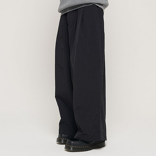 카고브로스 WIDE NYLON BELT BAND PANTS (BLACK) - black 358000