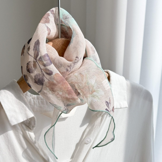 [향기레시피] 여름 플라워 린넨 삼각 스카프