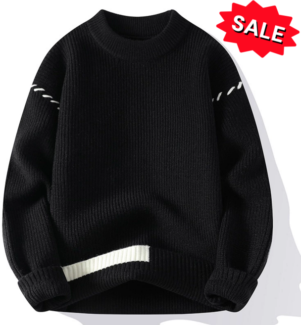 POMTOR 남성 데일리 오버핏 빅사이즈 골지 라운드 니트 스웨터