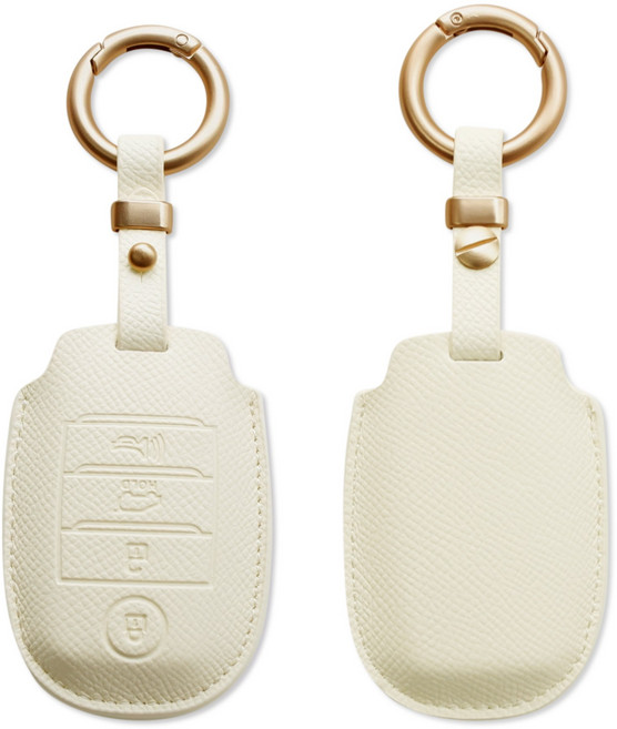 트니르 천연 소가죽 기아 호환 H타입 4버튼 k3 k5 쏘울 올뉴카렌스 올뉴카니발 니로 쏘렌토R 올뉴쏘렌토 스토닉 더뉴스포티지R 스포티지QL 차량용품, 아이보리