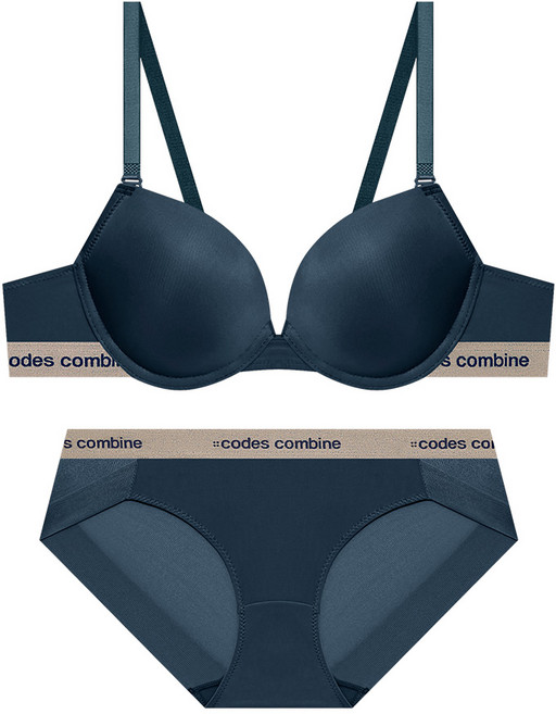 코데즈컴바인이너웨어 무드업 골드밴딩 브라 햄팬티 세트_네이비