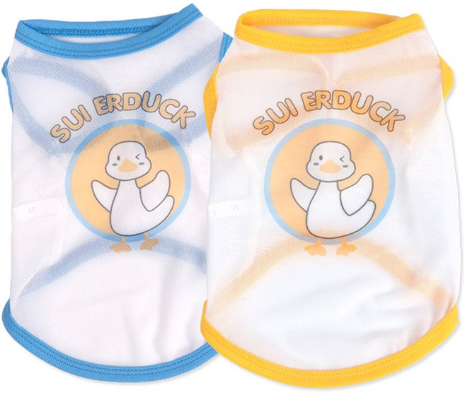 개인싸 강아지옷 윙크덕 초경량 매쉬 민소매 티셔츠, 1개, 블루