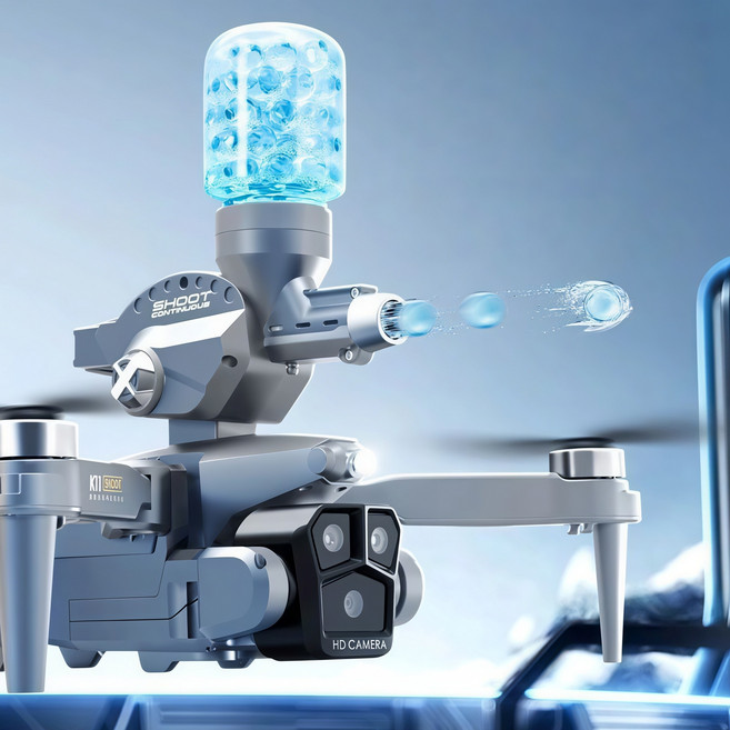 K11 衝鋒槍無人機 HD 相機 無刷馬達 續航力, 全新水彈無人機（三個電池加三包水彈）, 1個, 1個