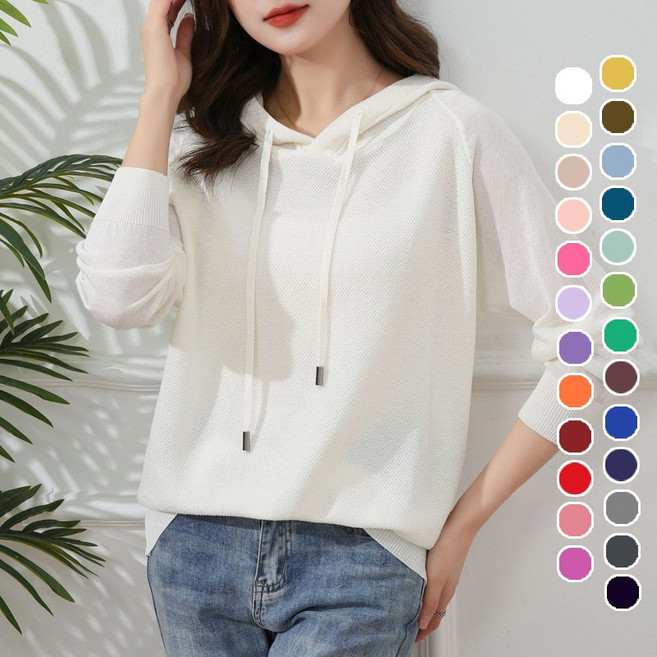 [당일배송] 여성용 부드러운 후드 니트티 25color