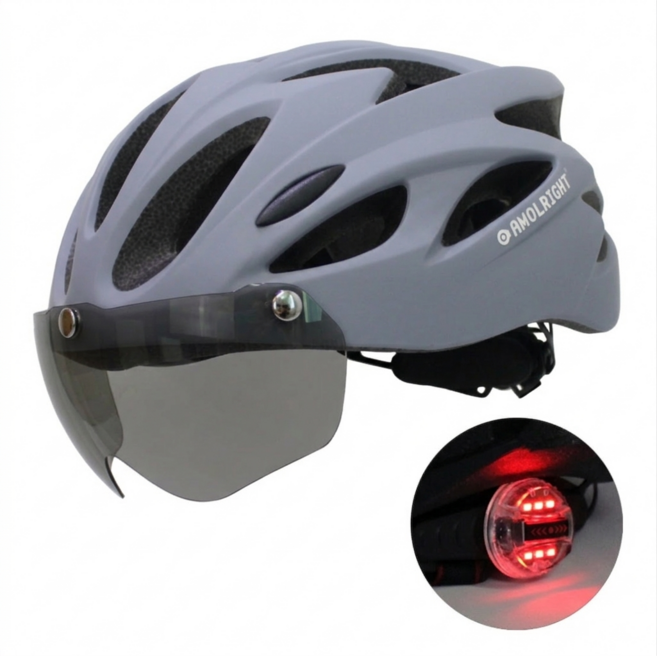 애몰라이트 고글 자전거 헬멧 01 25 후미등 전기 전동킥보드 헬멧 스포츠 헬멧, 그레이(무광), 1개