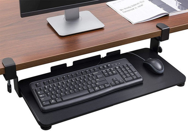 fooi 부드러운 무타공 슬라이딩 책상연장 키보드 트레이 5시전 당일발송, 블랙 52cm